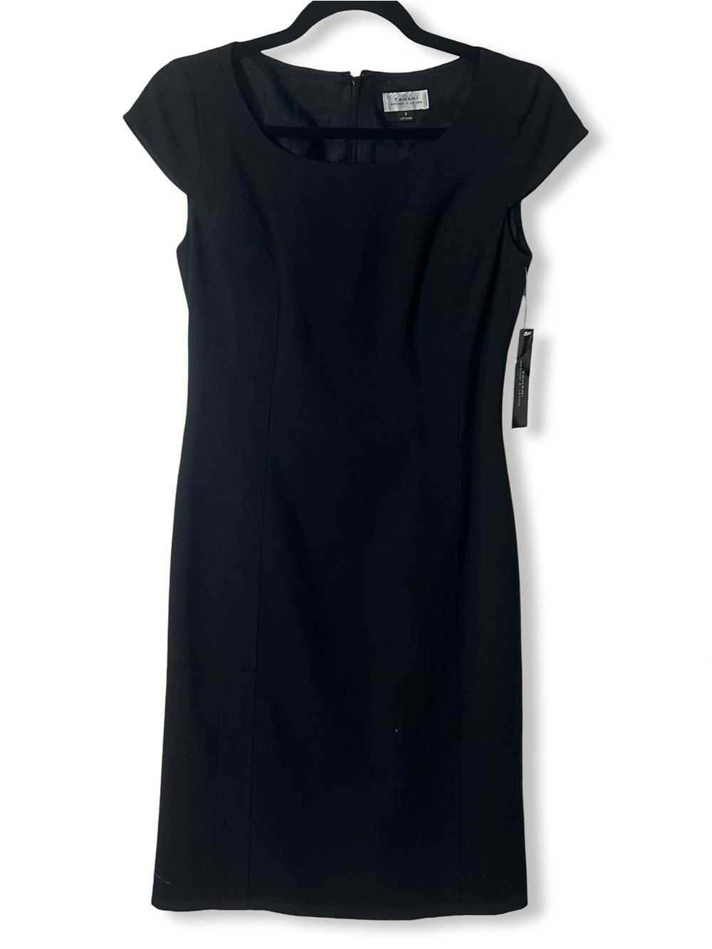 Tahari Arthur S. Levine Black Sleeveless Cap Sleeve Midi Dress NWT‎ Sz. 2